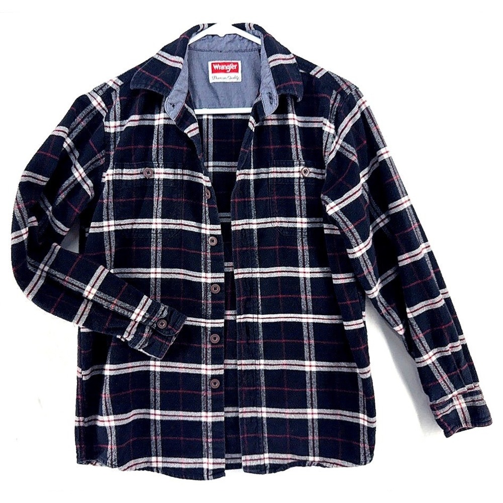 Wrangler Black Red Plaid Flannel Shirt S Grunge Workwear Cowboy Unisex Layering
